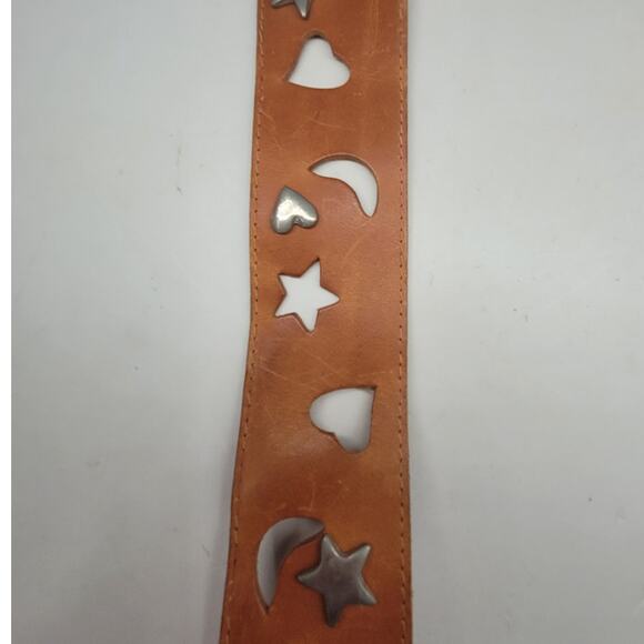 Bullocks Vintage Moon Stars Hearts‎ Cut Out Leather Belt Retro Boho Statement - Picture 5 of 9